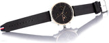 Tommy Hilfiger Chase Chronograph Quartz Grey Dial Black Leather Strap Watch For Men - 1791488