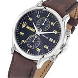 Maserati Epoca Chronograph Blue Dial Brown Leather Strap Watch For Men - R8871618001