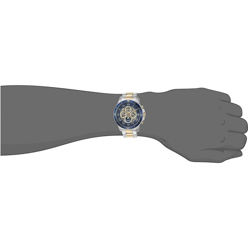 Fossil Grant Sport Automatic Skeleton Blue Dial Two Tone Steel Strap Watch for Men - ME3141