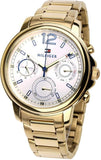 Tommy Hilfiger Claudia White Dial Gold Steel Strap Watch for Women - 1781742