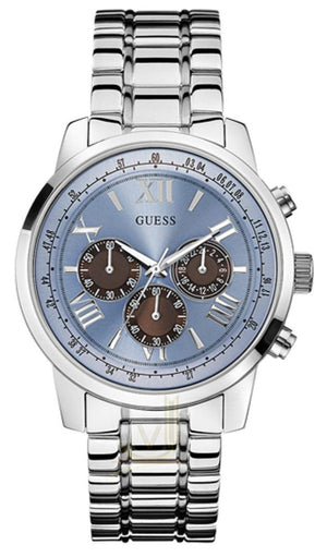 Guess Horizon Chronograph Quartz Blue Dial Silver Steel Strap Watch for Men - W0379G6