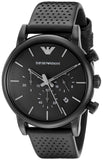 Emporio Armani Luigi Chronograph Black Dial Black Leather Strap Watch For Men - AR1737