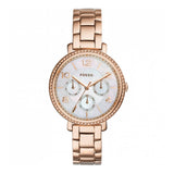 Fossil Jacqueline Multi Function Mother of Pearl Dial Rose Gold Steel Strap Watch for Women - ES3757