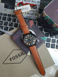 Fossil Grant Chronograph Black Dial Brown Leather Strap Watch for Men - FS5241