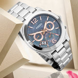 Fossil Perfect Boyfriend Mother of Pearl Blue Dial Silver Steel Strap Watch for Women - ES3880