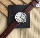 Marc Jacobs Fergus White Dial Brown Leather Strap Watch for Women - MBM8649