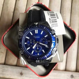 Fossil Garrett Chronograph Blue Dial Black Rubber Strap Watch for Men - FS5695