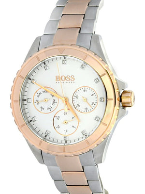 Hugo Boss Hera Chronograph Silver Dial Two Tone Steel Strap Watch for Women - 1502446