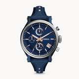 Fossil Boyfriend Sport Chronograph Blue Dial Blue Leather Strap Watch for Women - ES4113