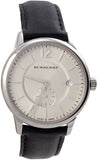 Burberry The Classic Horseferry Beige Dial Black Leather Strap Watch for Men - BU10000