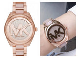 Michael Kors Janelle Three Hand Rose Gold Dial Two Tone Steel Strap Watch For Women - MK7089