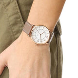 Marc Jacobs Roxy White Dial Cement Leather Strap Watch for Women - MJ1533