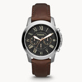 Fossil Grant Chronograph Black Dial Brown Leather Strap Watch for Men - FS4813