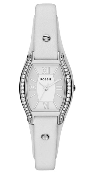 Fossil Molly White Dial White Leather Strap Watch for Women - ES3288