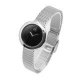 Calvin Klein Firm Black Dial Silver Mesh Bracelet Watch for Women - K3N23121