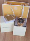 Michael Kors Brecken Chronograph Quartz Black Dial Gold Steel Strap Watch For Men - MK8481