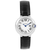 Cartier Ballon Bleu Silver Dial Black Leather Strap Watch for Women - W69018Z4