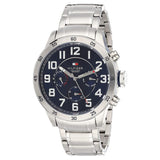 Tommy Hilfiger Trent Chronograph Blue Dial Silver Steel Strap Watch for Men - 1791053