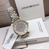 Emporio Armani Gianni T Bar White Dial Two Tone Steel Strap Watch For Women - AR8031