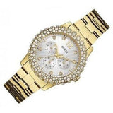 Guess Dazzler Diamonds Silver Dial Gold Steel Strap Watch for Women - W0335L2