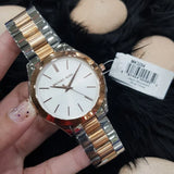 Michael Kors Runway White Dial Two Tone Stainless Steel Strp Watch for Women - MK3204A