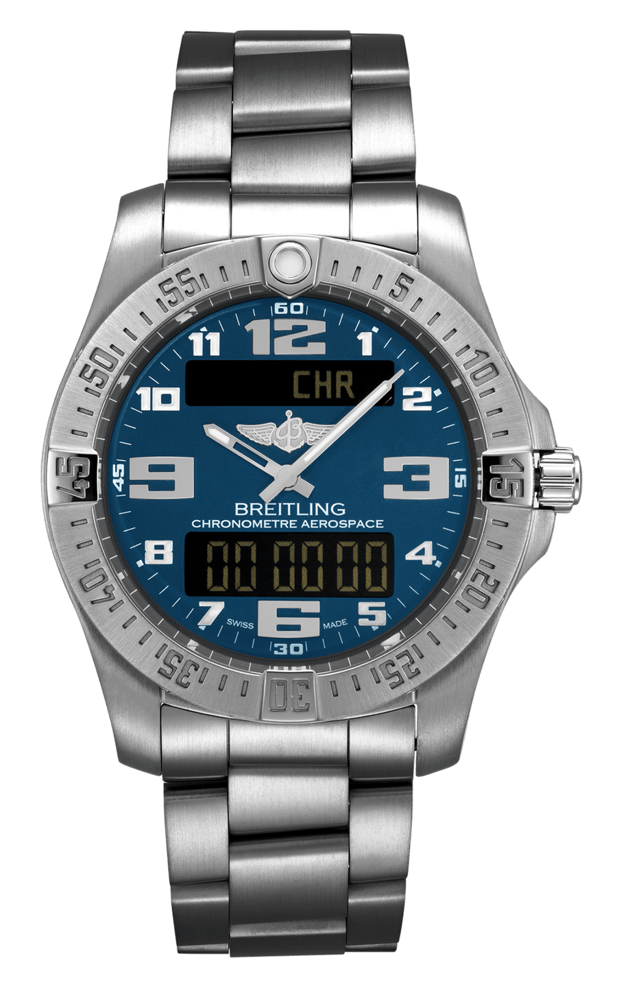 Breitling Aerospace Evo Blue Dial Silver Steel Strap Watch for Men - E79363101C1E1