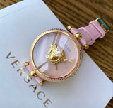 Versace Palazzo Empire Pink Dial Pink Leather Strap Watch for Women - VCO030017