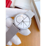 Calvin Klein Minimal White Dial Silver Mesh Bracelet Watch for Men - K3M5115X