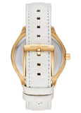 Michael Kors Sage Three-Hand Mother of Pearl White Dial White Leather Strap Watch for Women - MK4818