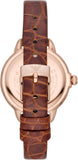 Emporio Armani Mia Quartz Silver Dial Brown Leather Strap Watch For Women - AR11525