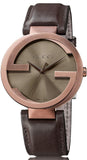 Gucci Interlocking Brown Dial Brown Leather Strap Watch For Women - YA133309