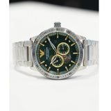 Emporio Armani Meccanico Chronograph Automatic Green Dial Silver Steel Strap Watch For Men - AR60053