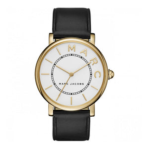 Marc Jacobs Roxy White Dial Black Leather Strap Watch for Women - MJ1532