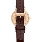 Emporio Armani Meccanico Skeleton Mother of Pearl Dial Brown Leather Strap Watch For Women - AR1993