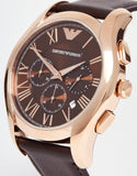 Emporio Armani Chronograph Brown Dial Brown Leather Strap Watch For Men - AR1701