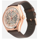 Emporio Armani Meccanico White Skeleton Dial Brown Leather Strap Watch For Men - AR60005