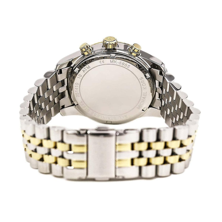 Michael Kors Lexington Silver Dial Two Tone Steel Strap Watch for Women - MK5955