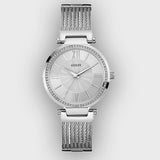 Guess Soho Silver DIal Stainless Steel Mesh Bracelet Watch For Women - W0638L1