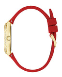 Guess Cosmo Diamonds Gold Dial Red Rubber Strap Watch for Women - GW0034L6