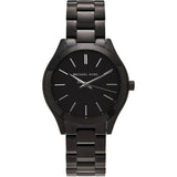 Michael Kors Mini Slim Runway Black Dial Black Steel Strap Watch for Women - MK3587