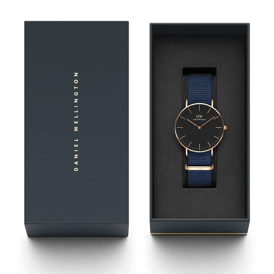 Daniel Wellington Classic Bayswater Black Dial Black NATO Strap Watch For Women - DW00100281