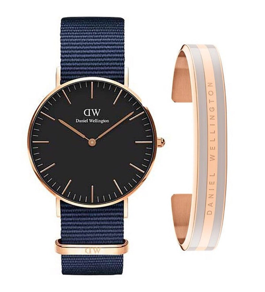 Daniel Wellington Classic Bayswater Black Dial Black NATO Strap Watch For Women - DW00100281