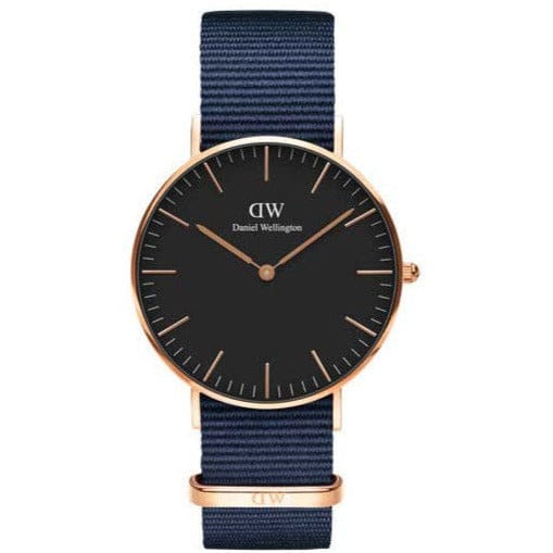 Daniel Wellington Classic Bayswater Black Dial Black NATO Strap Watch For Women - DW00100281