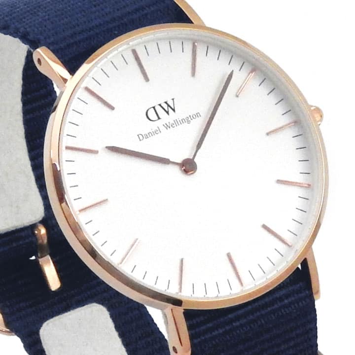 Daniel Wellington Classic Bayswater White Dial Navy Blue NATO Strap Watch For Women - DW00100279