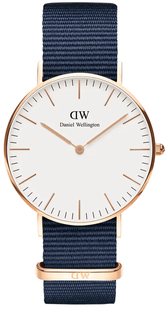 Daniel Wellington Classic Bayswater White Dial Navy Blue NATO Strap Watch For Women - DW00100279