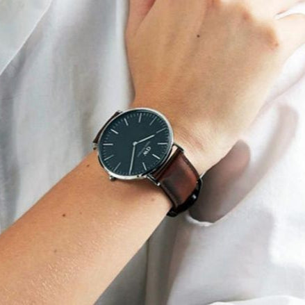 Daniel Wellington Classic Bristol Black Dial Brown Leather Strap Watch For Men - DW00100131