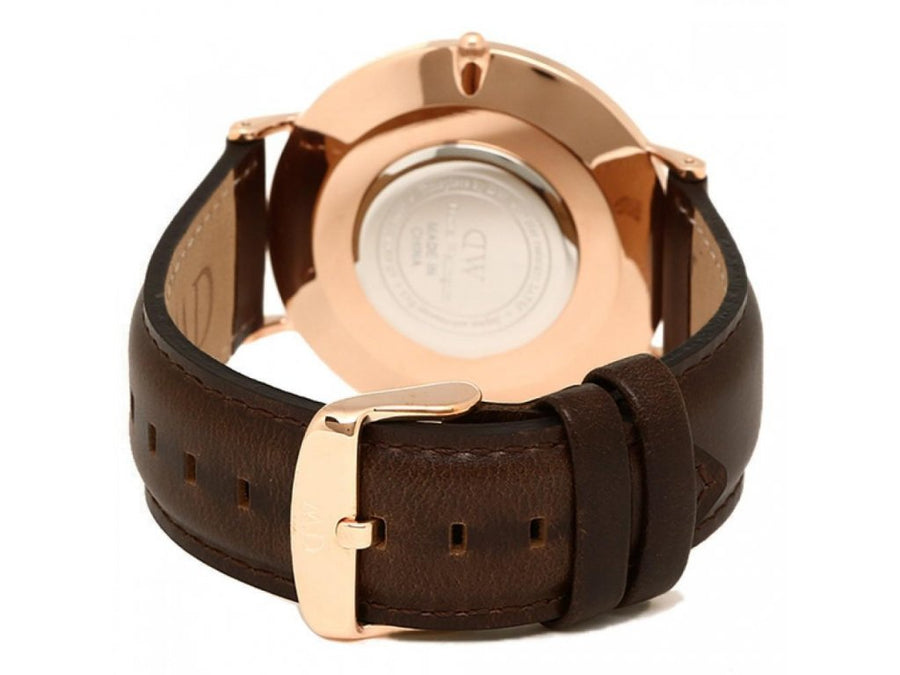 Daniel Wellington Classic Bristol White Dial Brown Leather Strap Watch For Men - DW00100009