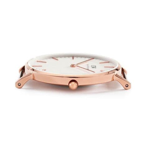Daniel Wellington Classic Bristol White Dial Brown Leather Strap Watch For Women - DW00100039