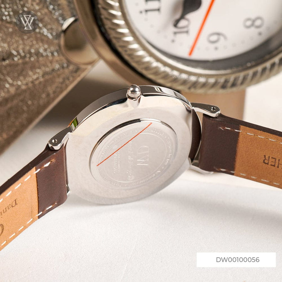 Daniel Wellington Classic Bristol White Dial Brown Leather Strap Watch For Women - DW00100056
