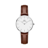 Daniel Wellington Classic Bristol White Dial Brown Leather Strap Watch For Women - DW00100056